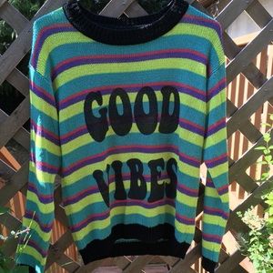 MinkPink Striped “Good Vibes” Sweater